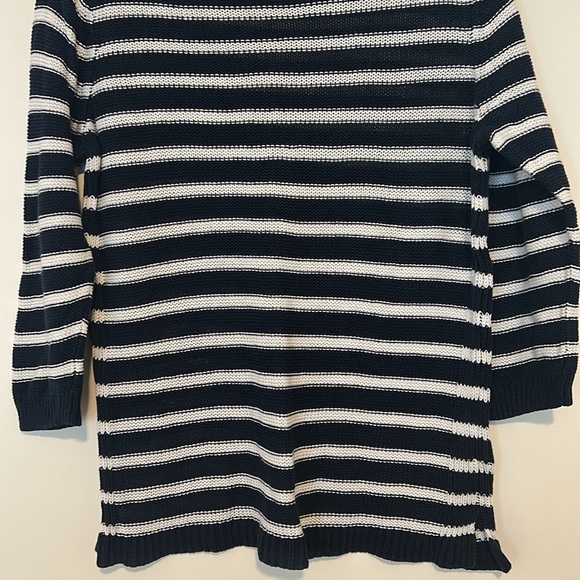 Chaps Denim Striped Navy and White Knit Sweater, Large - Picture 3 of 12